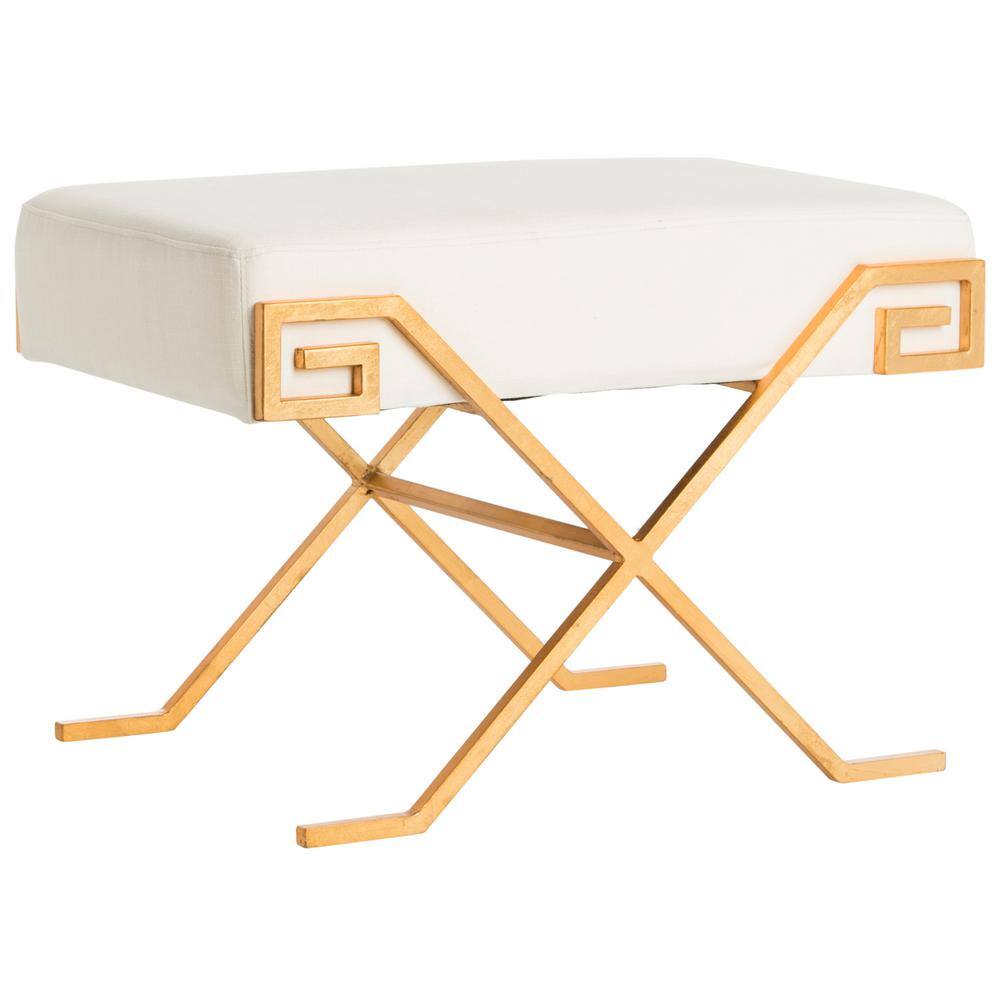 SAFAVIEH Luna Off-White/Gold Upholstered Entryway Bench