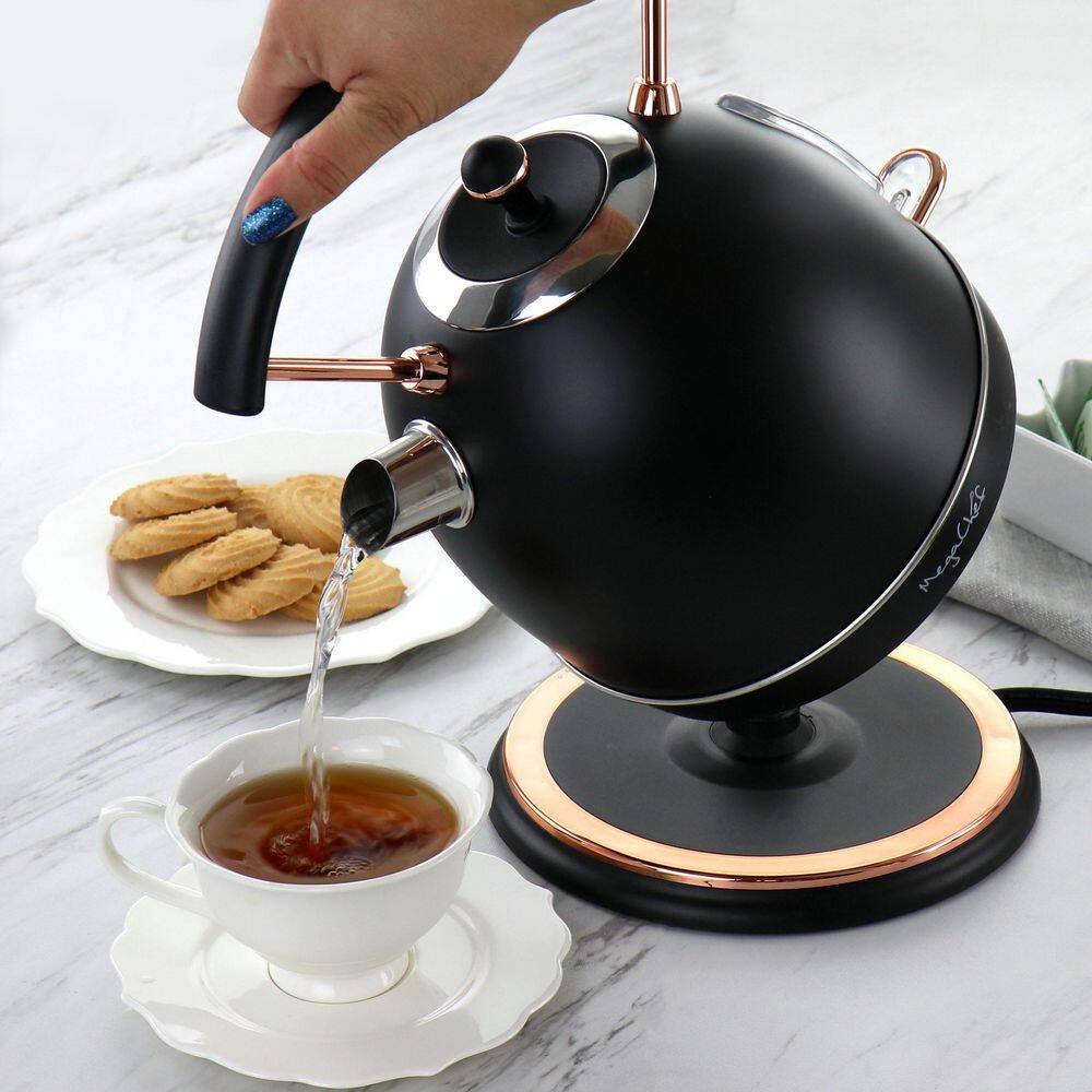 MegaChef 1.8 l 7.6-Cups in Matte Black Half Circle Electric Tea Kettle