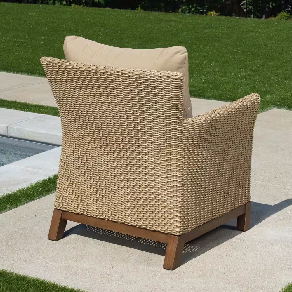 Canopy Cottonwood 4-Piece Resin Wicker Patio Deep Seating Set with Sunbrella Canvas Heather Beige Cushions