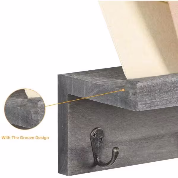 None Rustic Green Wood Coat Rack Wall Mount Shelf with 4-Dual Hooks Hooks (Set of 2)