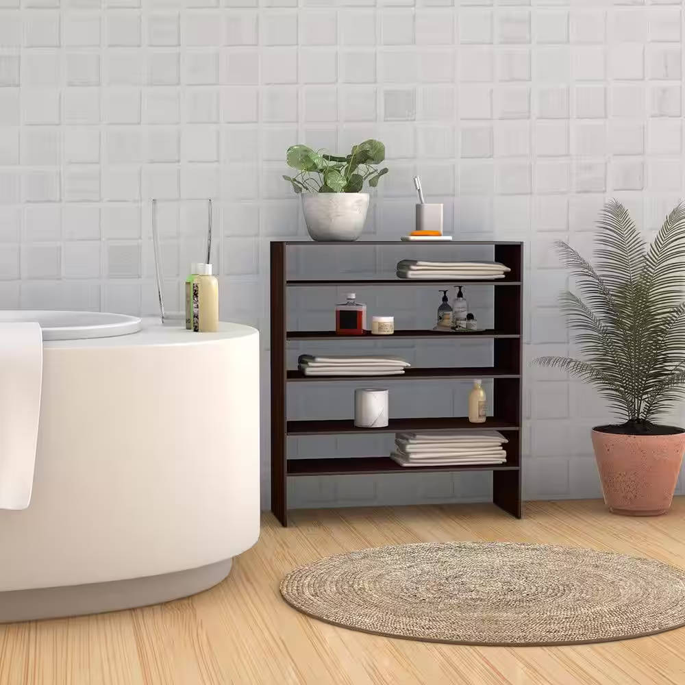 Boyel Living 36 in. H 24-Pair 6-Tier Stackable Multi-Shape Brown Wood Shoe Rack