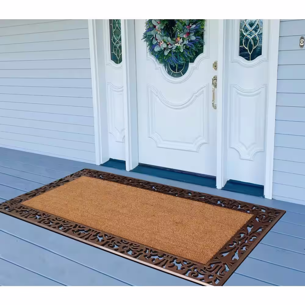 A1 Home Collections A1HC Paisley Beige/Brown 30 in x 60 in Rubber and Coir Outdoor Durable Entrance Doormat