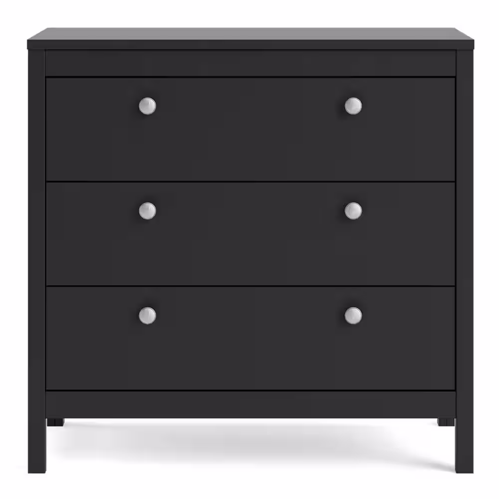 Tvilum Madrid 3-Drawer Black Matte Chest of-Drawers (31.38 in. H x 32.40 in. W x 18.90 in. D)