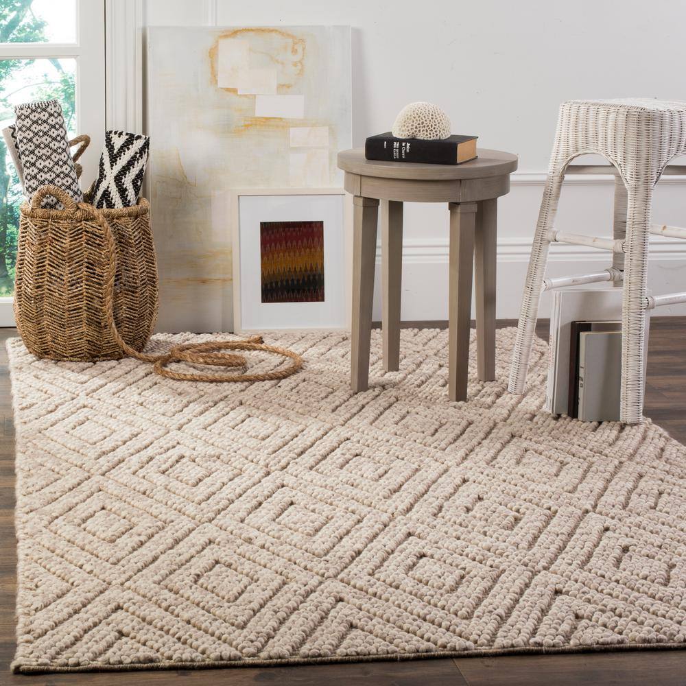 SAFAVIEH Natura Beige 9 ft. x 12 ft. Solid Diamonds Area Rug