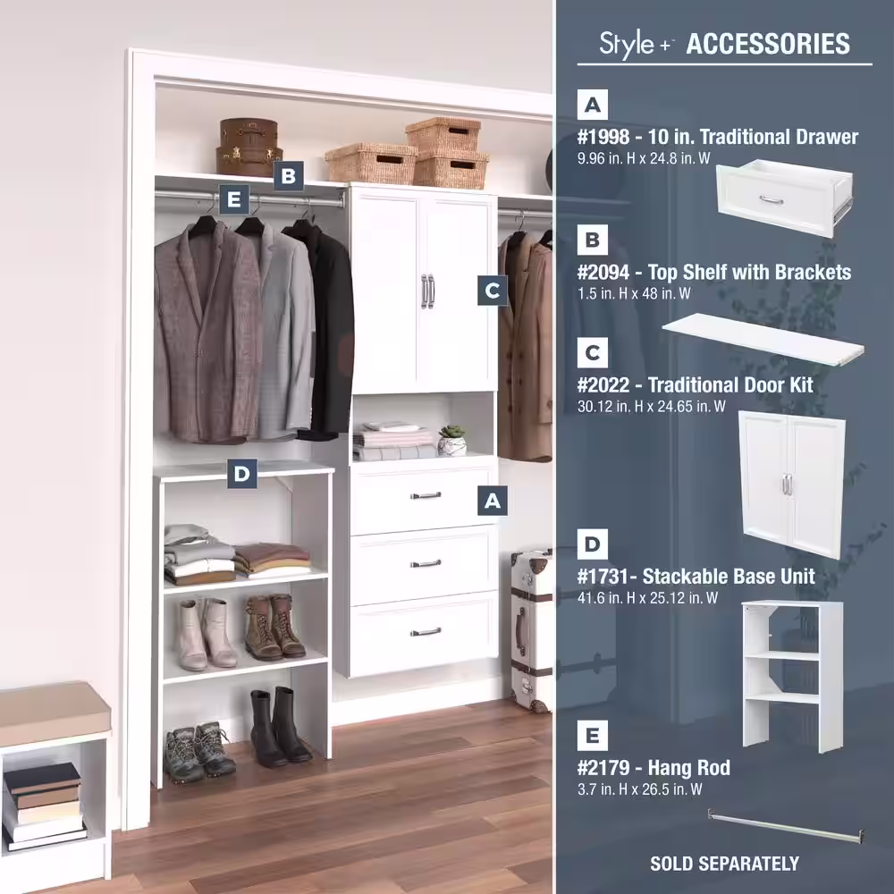 ClosetMaid Style+ 25 in. W White Hanging Wood Closet Tower