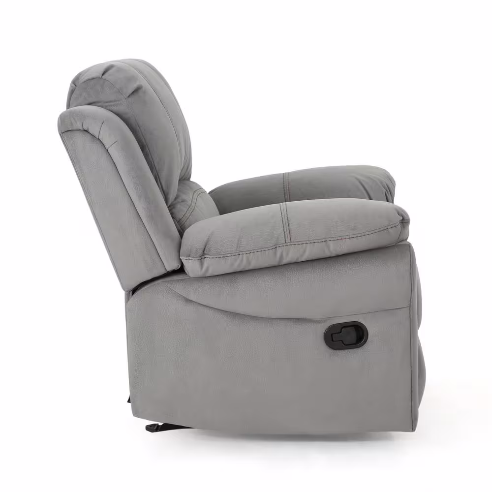 Noble House Celestina 39 in. Width Big and Tall Gray Microfiber Recliner