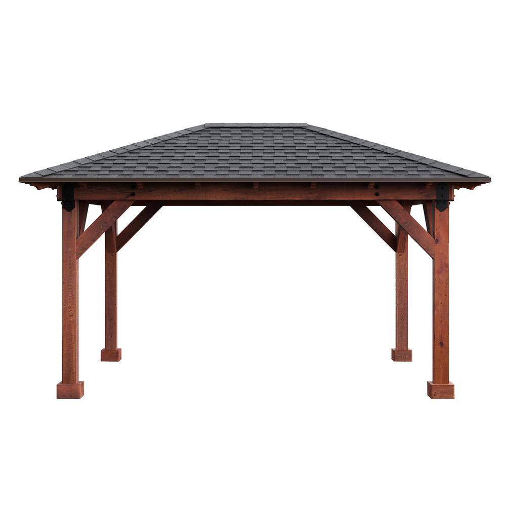 Lawnmaster Installed New Port 16 ft. x 16 ft. Premium North American Timber Outdoor Outdoor Patio Pavilion with Solid Posts