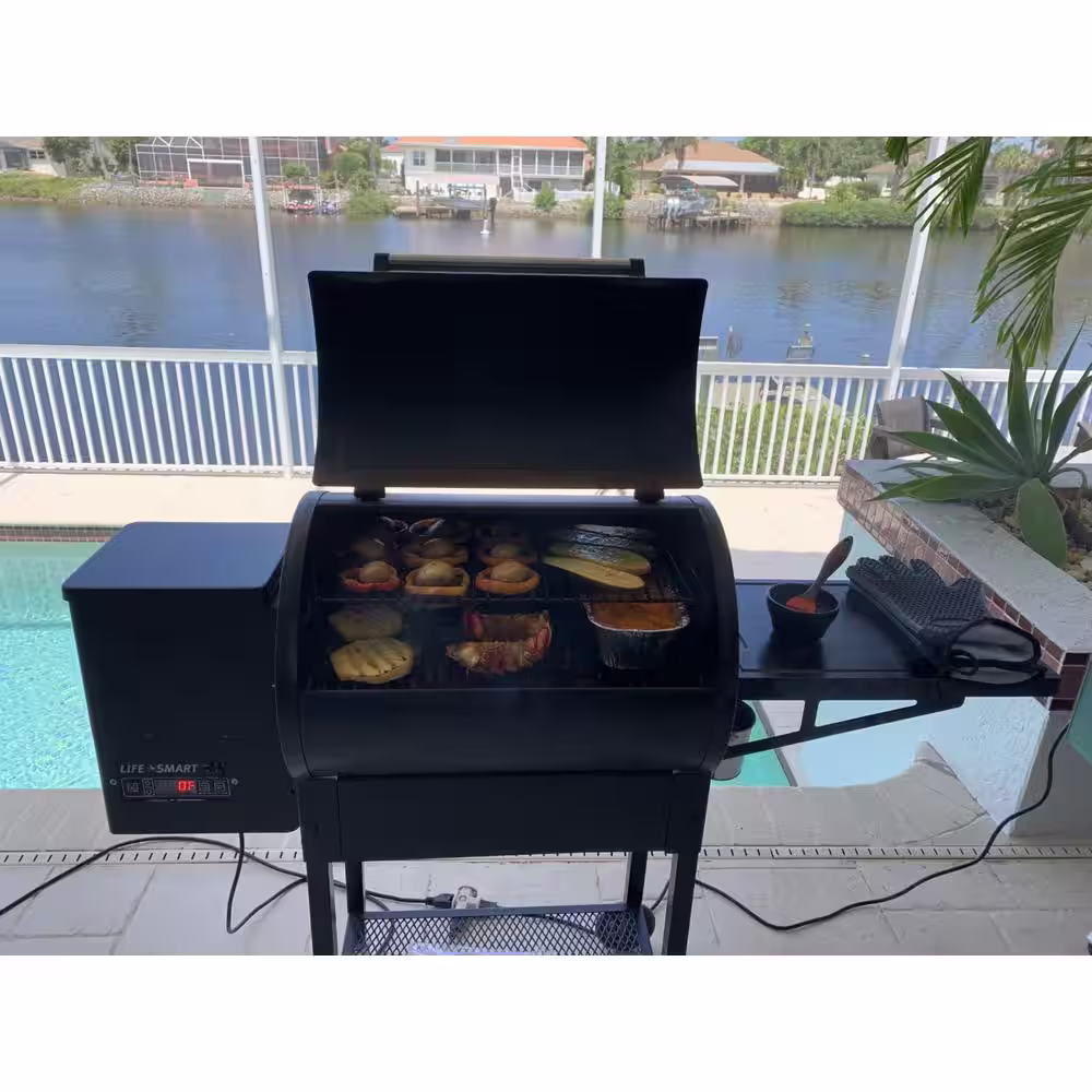 Lifesmart 510 sq. in. Cooking Surface Pellet Grill in Black with Meat Probe and Precision Digital Control