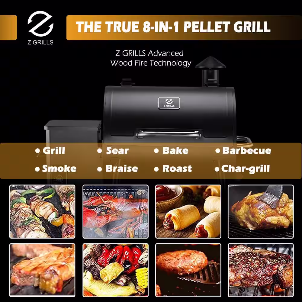 Z GRILLS 585 sq. in. Pellet Grill and Smoker in Black