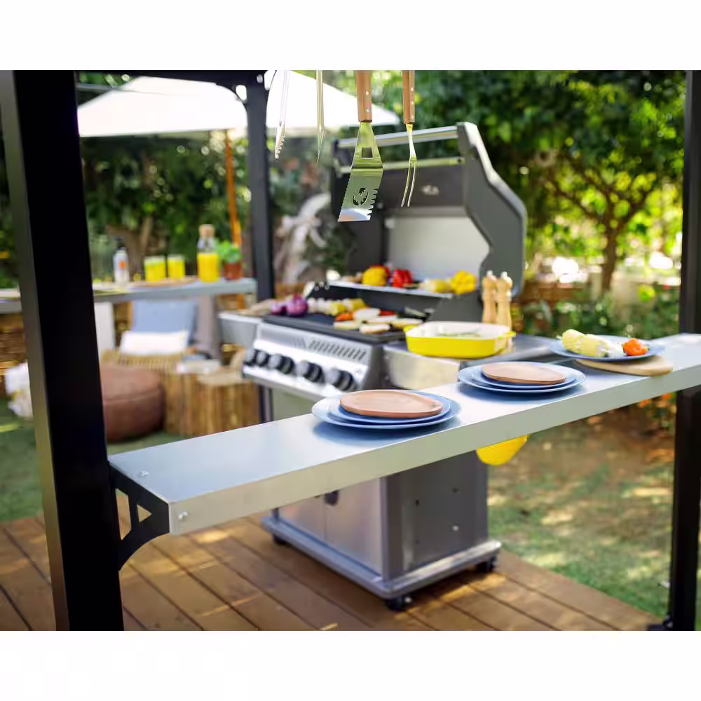 CANOPIA by PALRAM Austin 6 ft. x 8 ft. Black/Gray Opaque BBQ Garden Gazebo