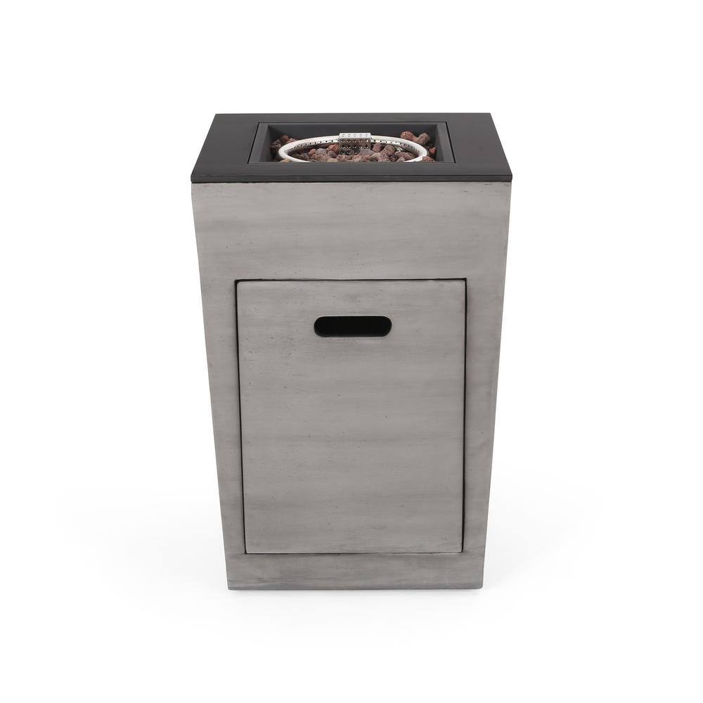 Noble House Langton 19.50 in. x 29 in. Rectangular Concrete Propane Fire Pit in Dark Grey