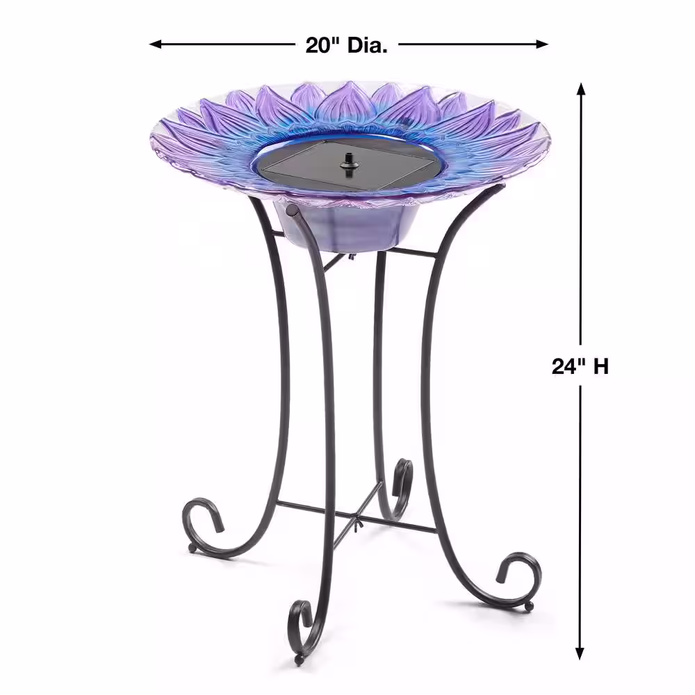 Smart Solar Bell Flower Glass Solar Birdbath