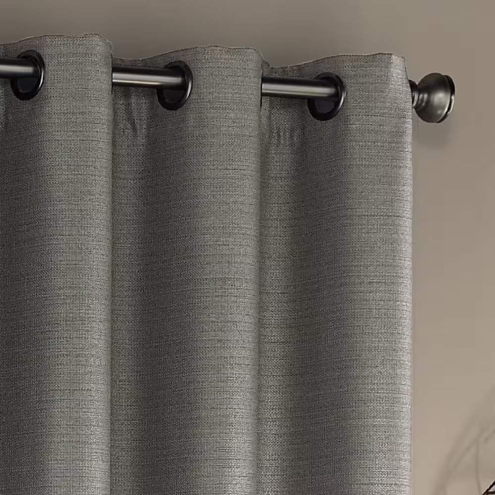 Eclipse Bryson Thermaweave  Grey Solid Polyester 100 in. W x 84 in. L Room Darkening Single Grommet Top Curtain Panel
