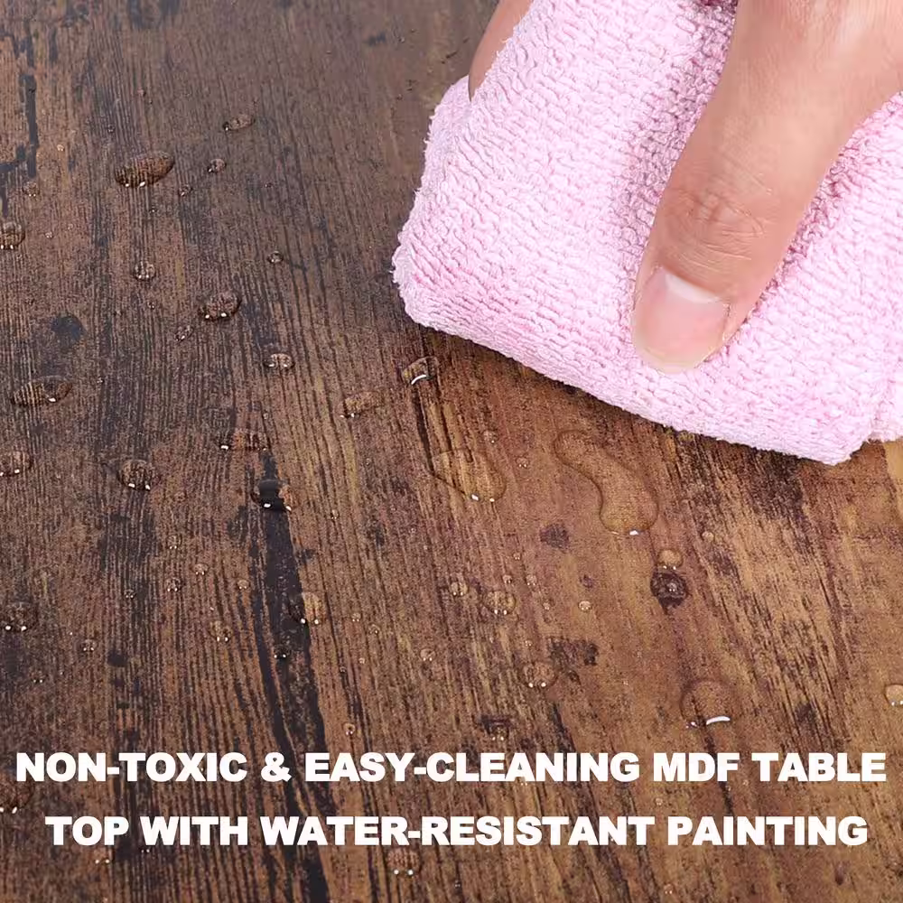 None 3-Piece Metal and Wooden Dining Table Set with 2 Side Chairs