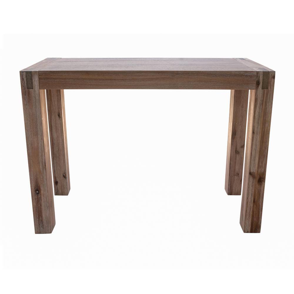 Alaterre Furniture 40 in. Brushed Driftwood Rectangle Wood Console Table with Metal Inset