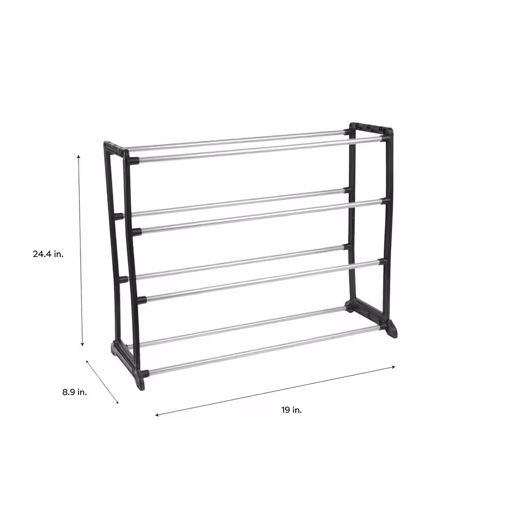 Simplify 19.7 H 12-Pair 12-Tier Black Polypropylene Shoe Rack