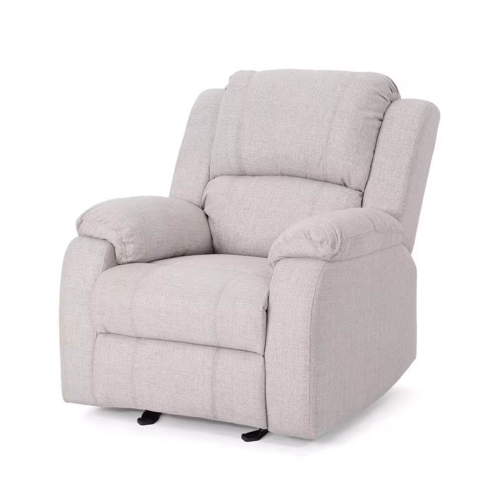 Noble House Mozelle Classic Tufted Beige Polyester Recliner