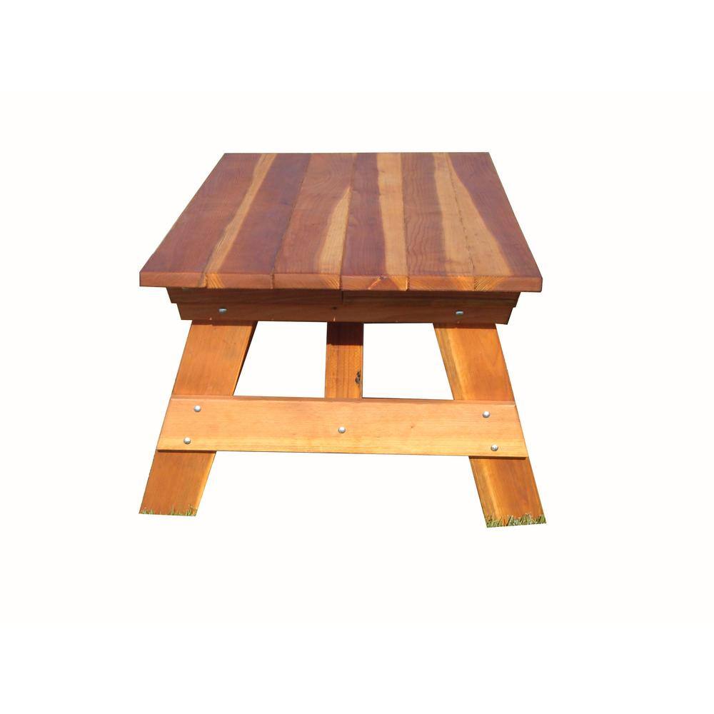 None Outdoor 1905 Super Deck Finished 6 ft. Redwood Picnic Table
