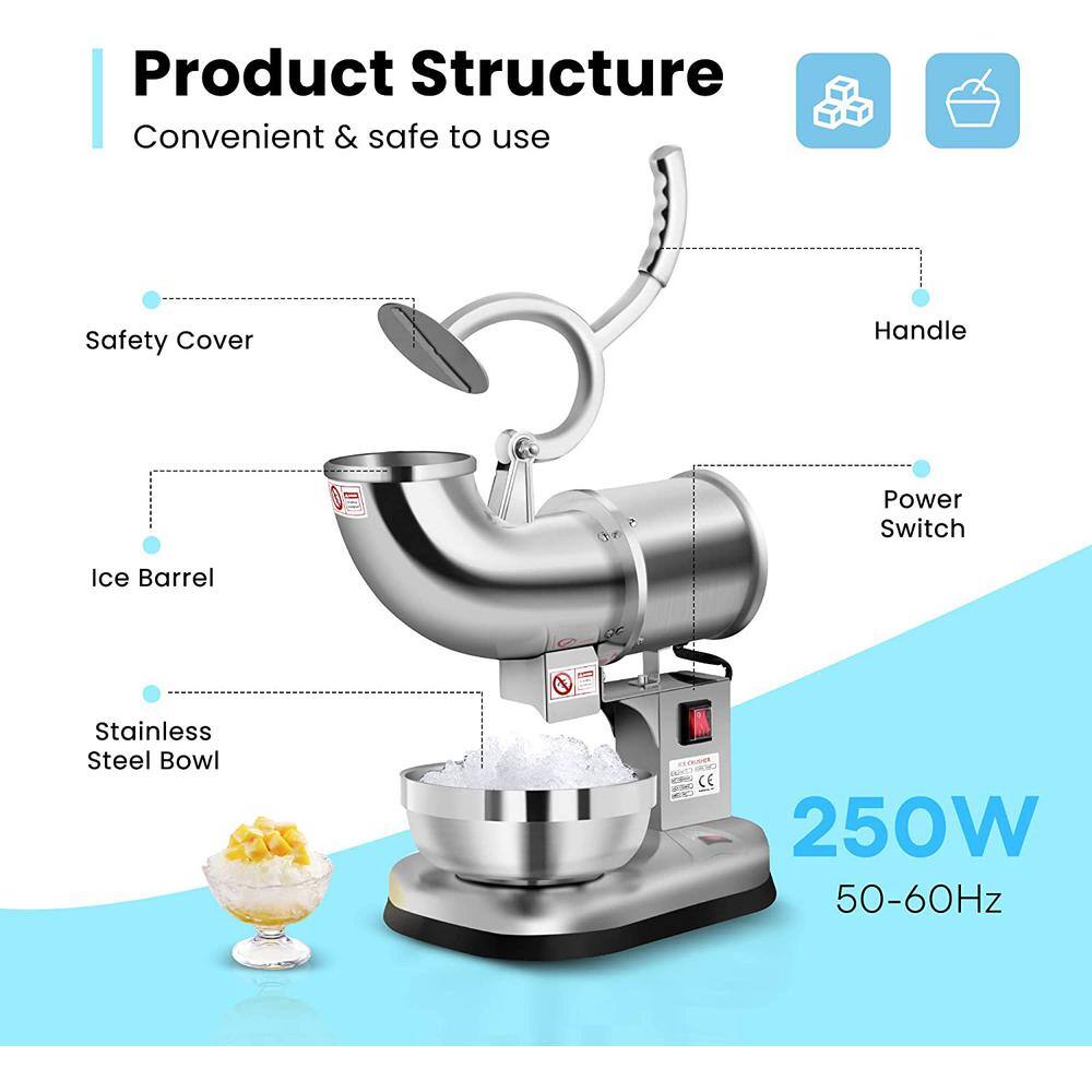 VIVOHOME 11 oz. Electric Dual Blades Silver Ice Crusher Snow Cone Machine