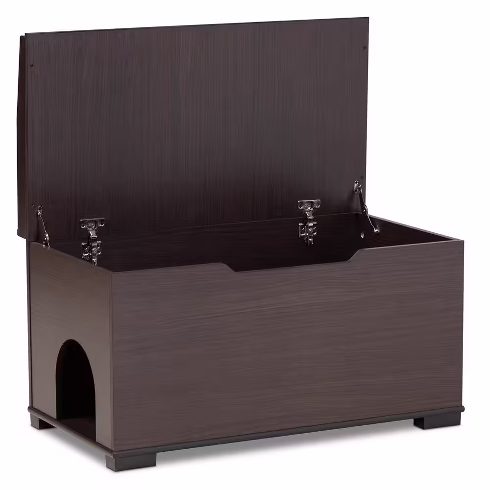 Baxton Studio Mariam Dark Brown Litter Box Cover Cat House