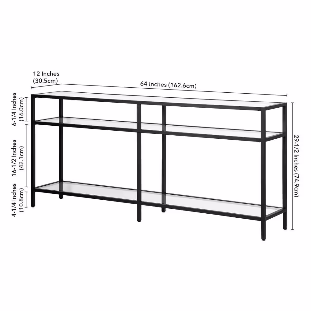 Meyer&Cross Sivil 64 in. Blackened Bronze Rectangle Glass Console Table