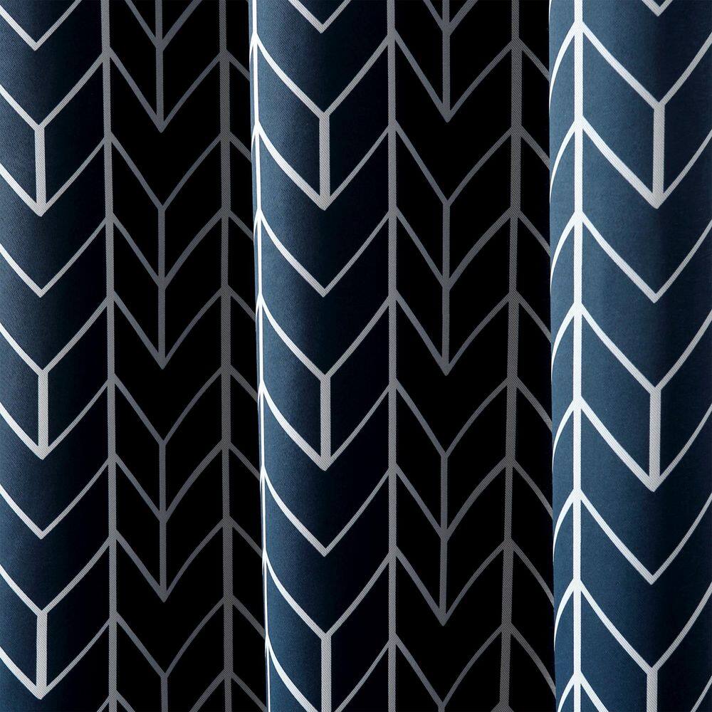 Sun Zero Kenwood Chevron  40 in. W x 95 in. L Blackout Grommet Curtain Panel in Navy