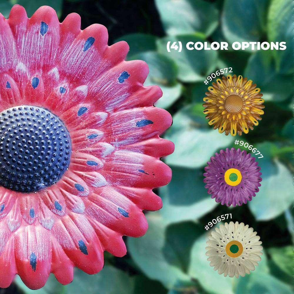 None 24 in. Red Metal Flower Birdbath