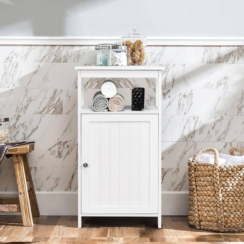 Costway Wood Freestanding Garage Cabinet in White (18 in. W x 33 in. H x 12 in. D)