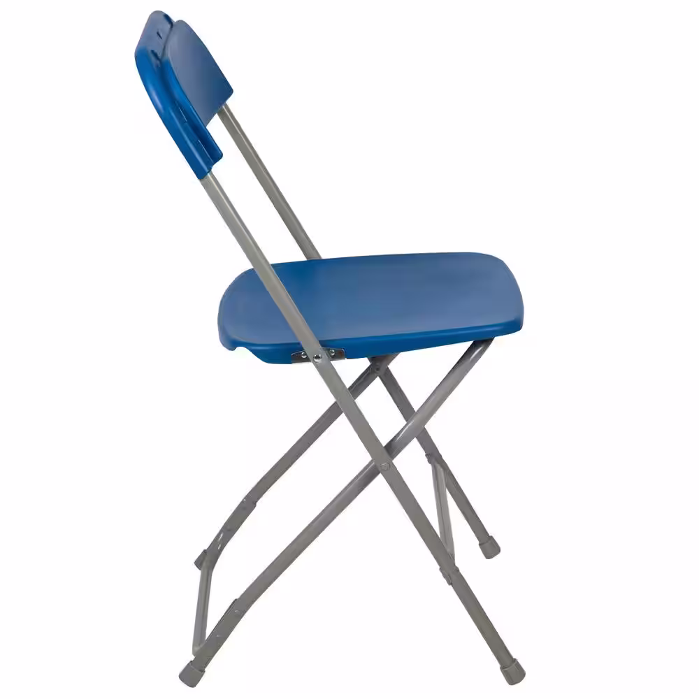 Carnegy Avenue Blue Plastic Seat with Metal Frame Folding Chair (Set of 2)
