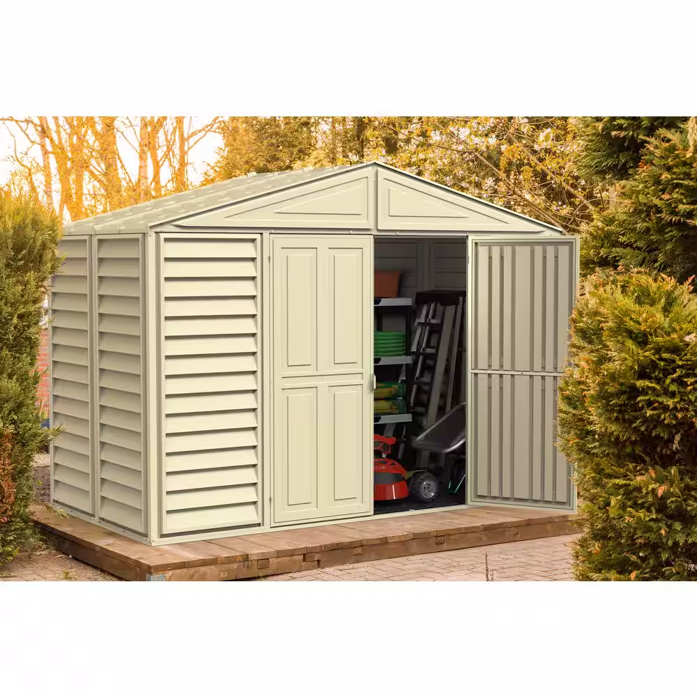 Duramax Building Products Woodbridge 10.5 ft. x 5 ft. Plastic Vinyl Shed with Foundation