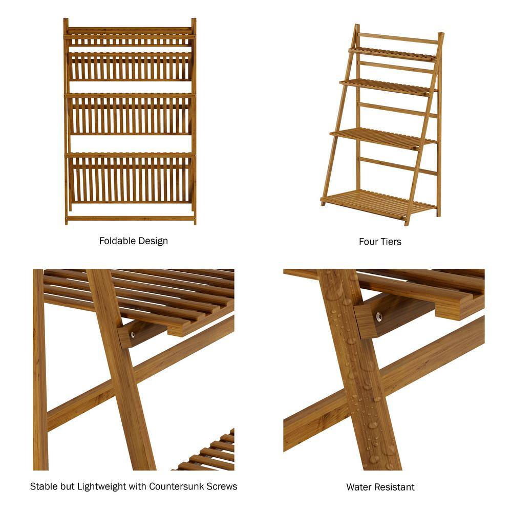 Pure Garden Bamboo 4-Tier Bamboo Shelving Unit (17 in. W x 48 in. H x 32 in. D)