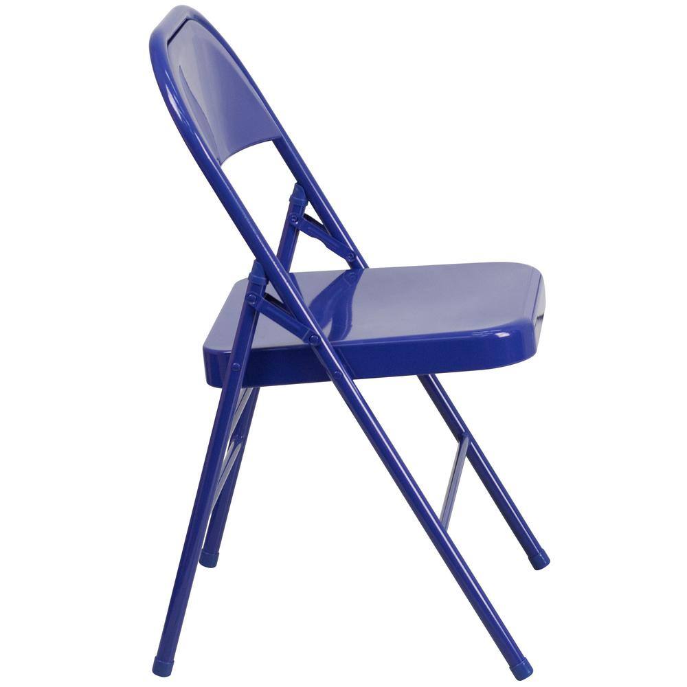 Flash Furniture Cobalt Blue Metal Folding Chair (4-Pack)
