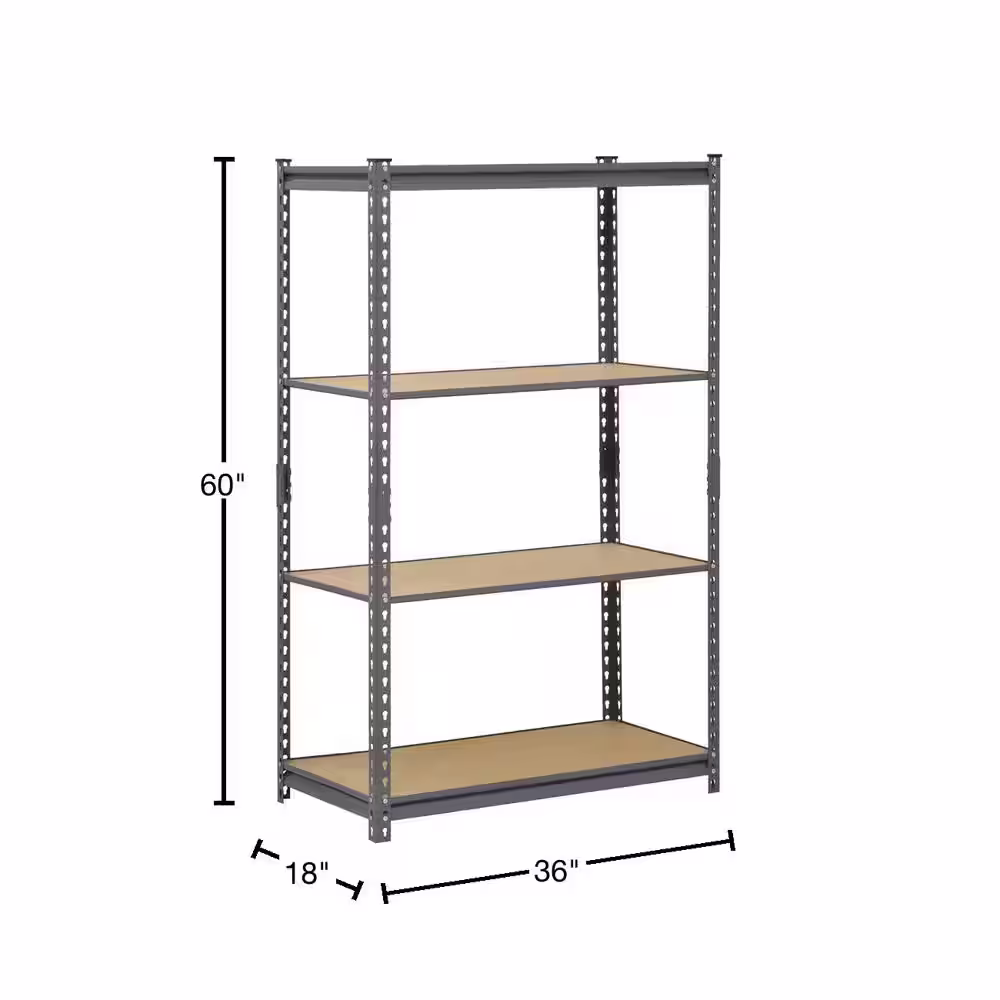 Edsal 4-Tier Heavy Duty Steel Garage Storage Shelving in Gray (36 in. W x 60 in. H x 18 in. D)