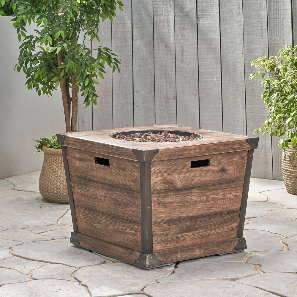 Noble House Serena 32 in. x 24 in. Square MGO Propane Fire Pit in Brown