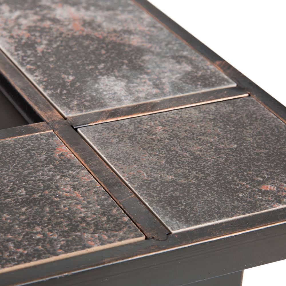 Pure Garden 32 in. Steel Square Tile Fire Pit with Cover