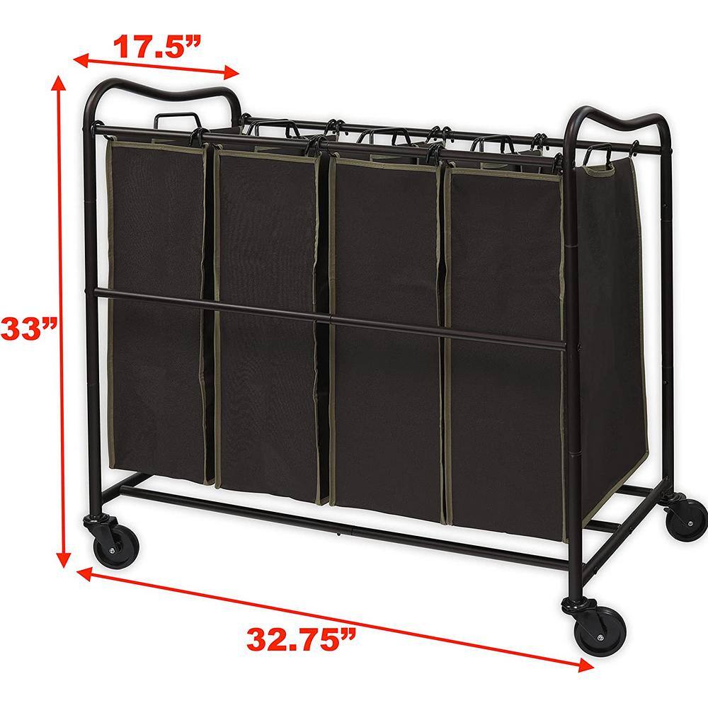 None 32.3 in. W x 17.5 in. D x 33 in. H Fabric Laundry Basket Hamper with Wheels Bronze