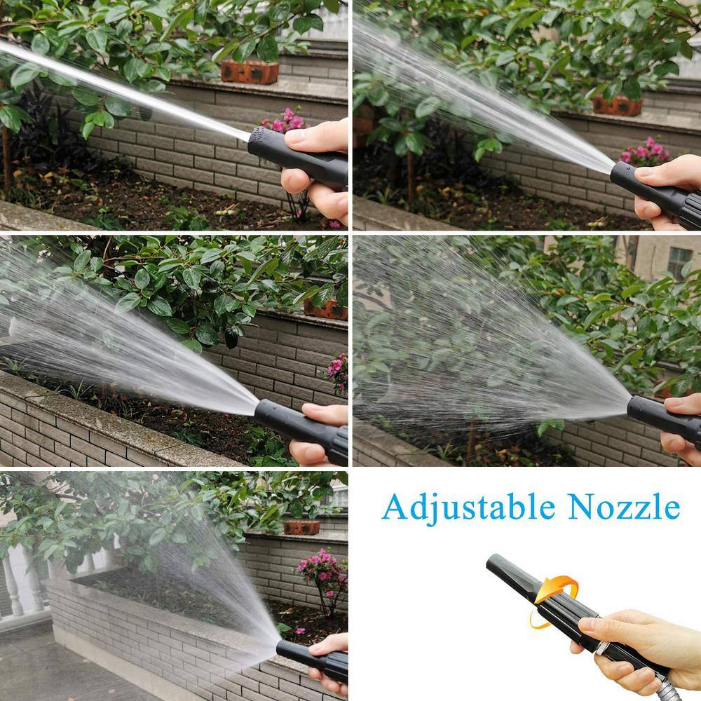 None 1/2 in. x 5 ft. Heavy-Duty Metal Garden Hose Stainless Steel Water Hose with Adjustable Nozzle Metal Hose Kink Free