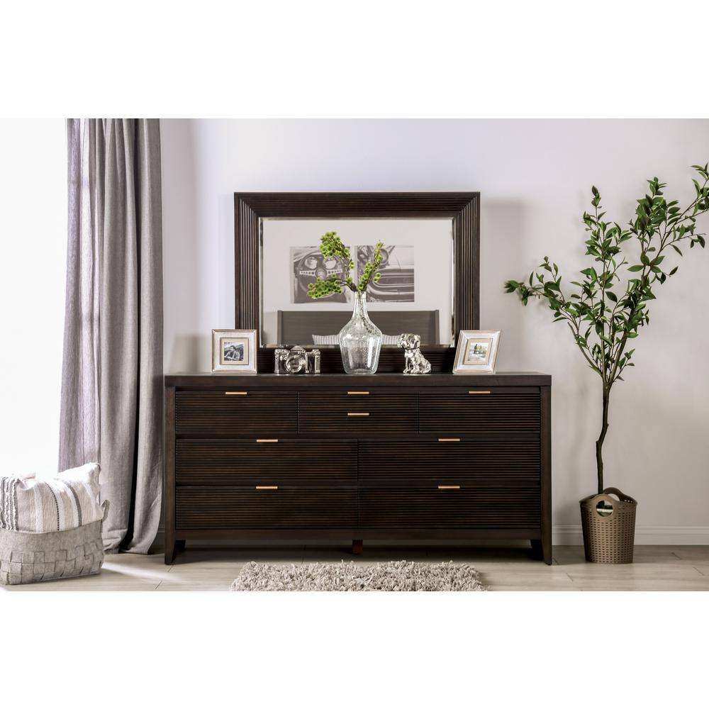 Furniture of America Angleberger 8-Drawer Dark Walnut Dresser (35 in. H x 50 in. W x 20 in. D)