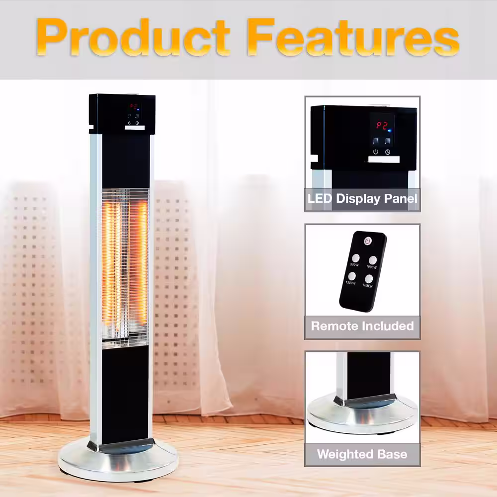EdenBranch 1500-Watt Freestanding Carbon Fiber Patio Heater with Remote