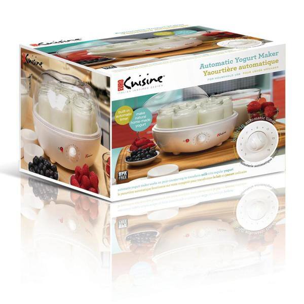 Euro Cuisine 1.31 Qt. 7-Jar White Yogurt Maker with Built-In Timer