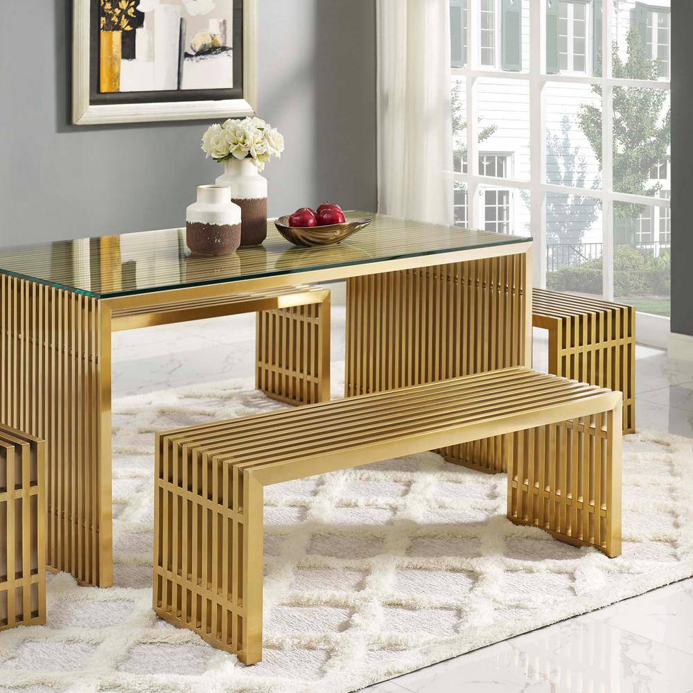 MODWAY Gridiron Gold Medium Stainless Steel Bench