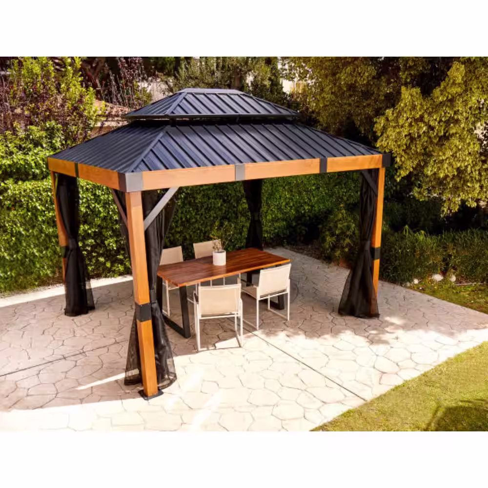 Sojag FONTANA #40/Wood 10 ft. x 12 ft. ST RF MESH SS Gazebo