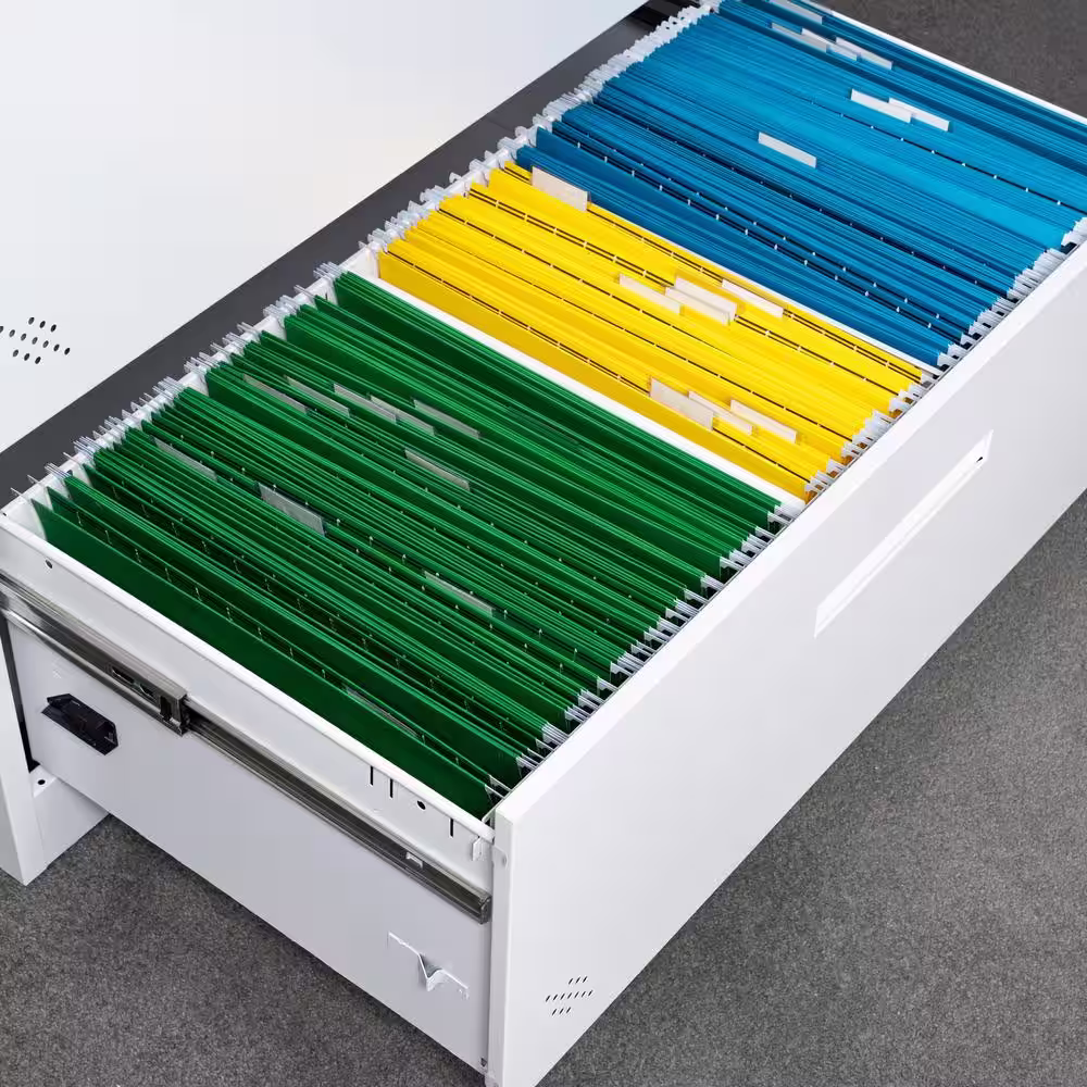 None 3-Drawer White 40 in. H x 35 in. W x 18 in. D Metal Steel Lateral File Cabinet for Legal/Letter A4 Size