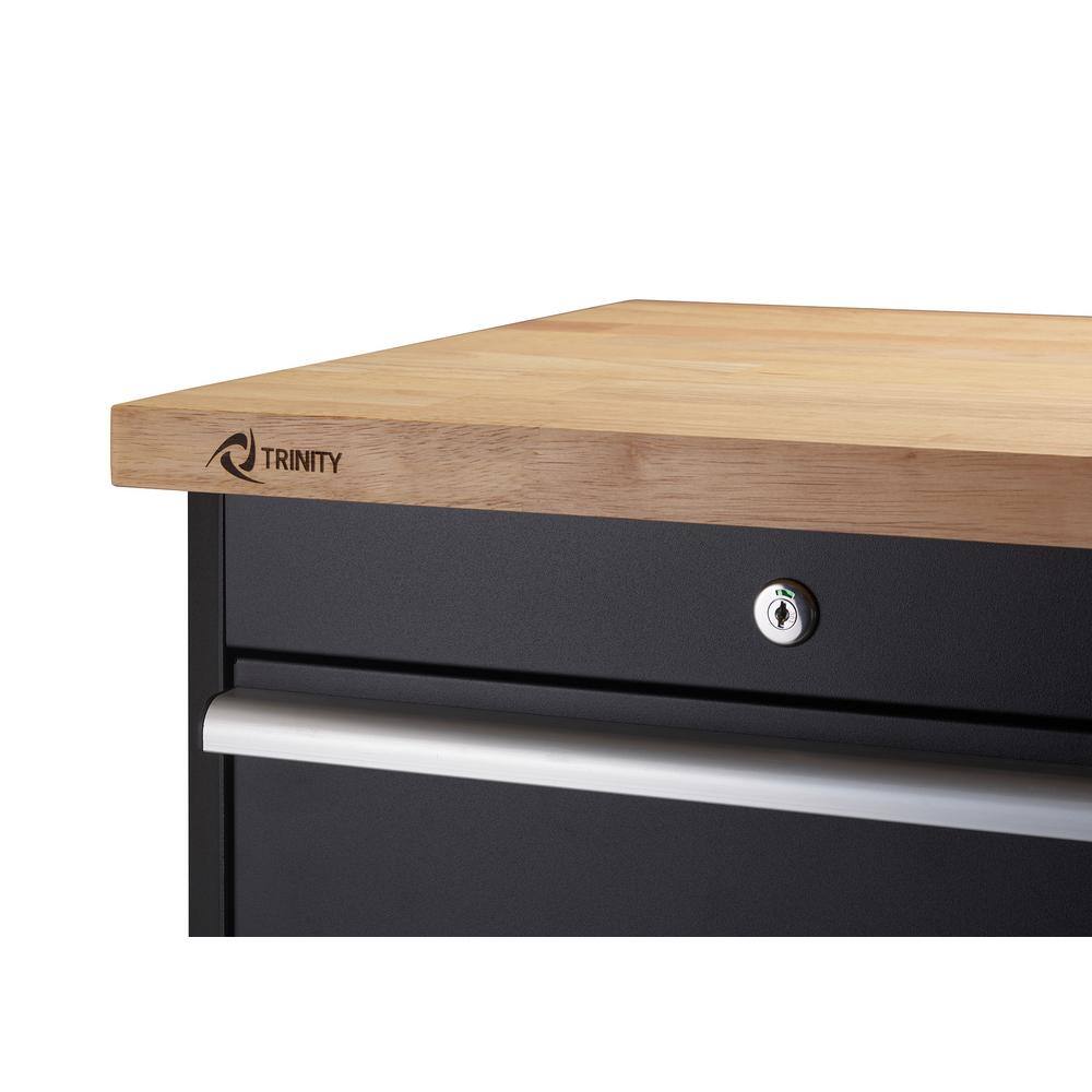 TRINITY 41.3 in. H x 72.2 in. W x 19 in. D Steel Garage Cabinet Set in Black (6-Piece)