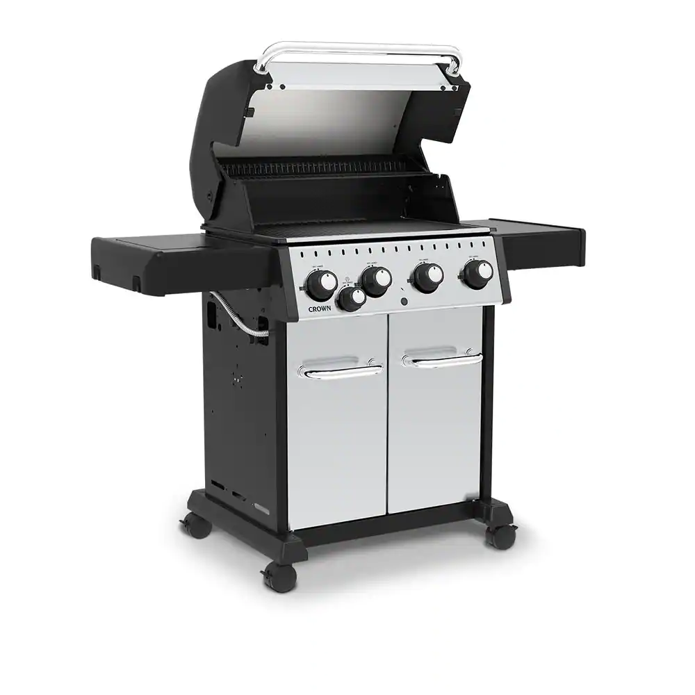 Broil King Crown S 440 4-Burner Propane Gas Grill in Stainless Steel with Side Burner