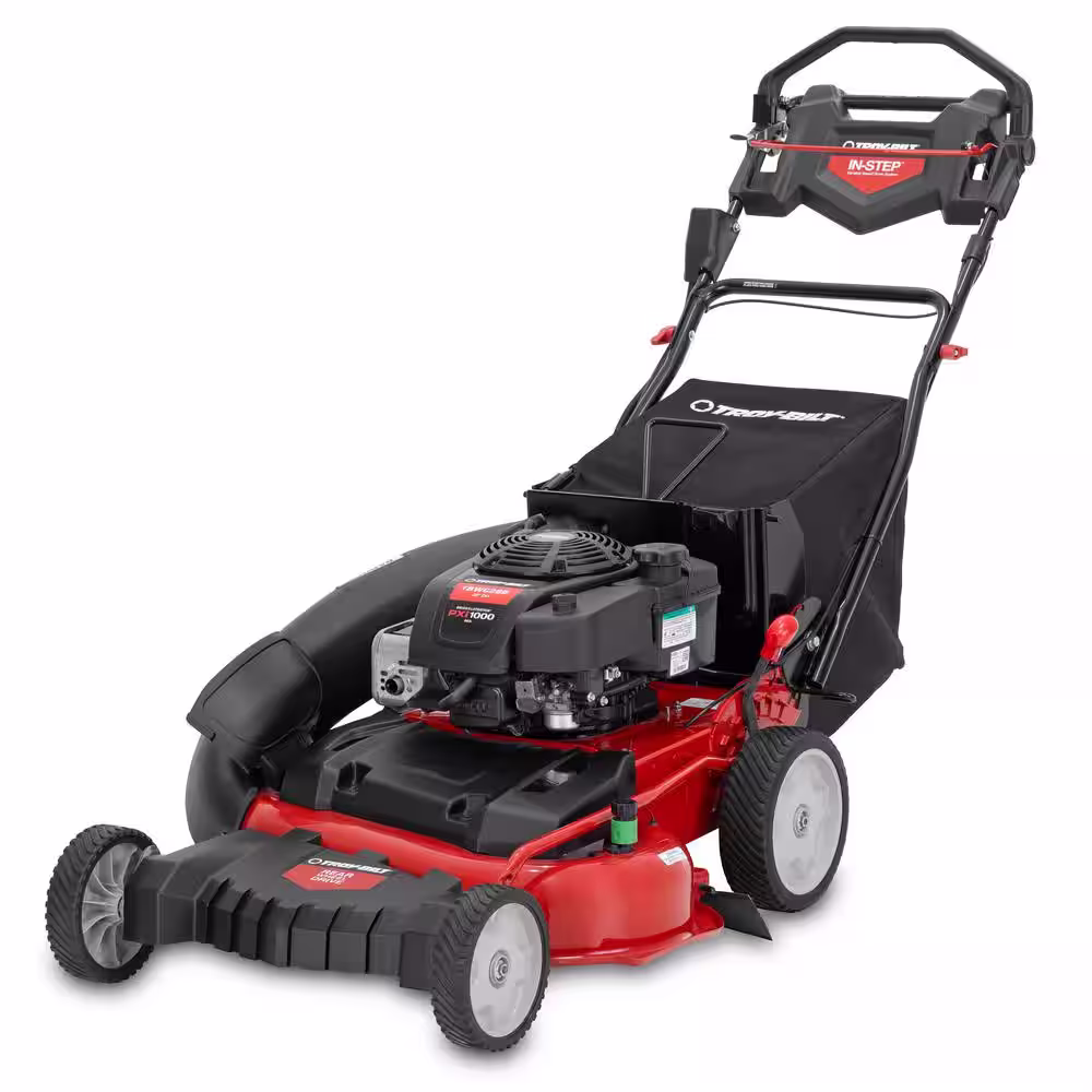 Troy-Bilt 28 in. 223cc Gas Walk Behind Self Propelled Lawn Mower with High Rear Wheels, 3-in-1 Cutting TriAction Cutting System