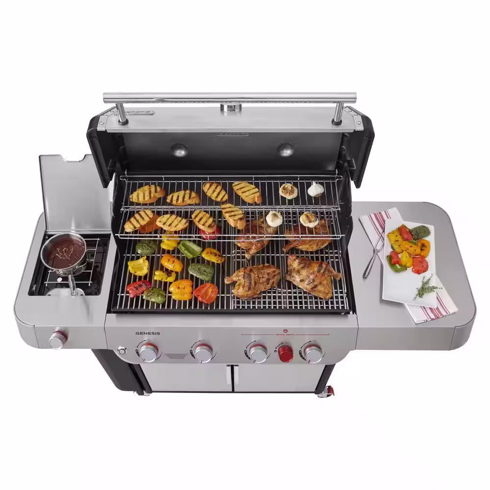 Weber Genesis S-435 4-Burner Natural Gas Grill in Stainless Steel with Side Burner