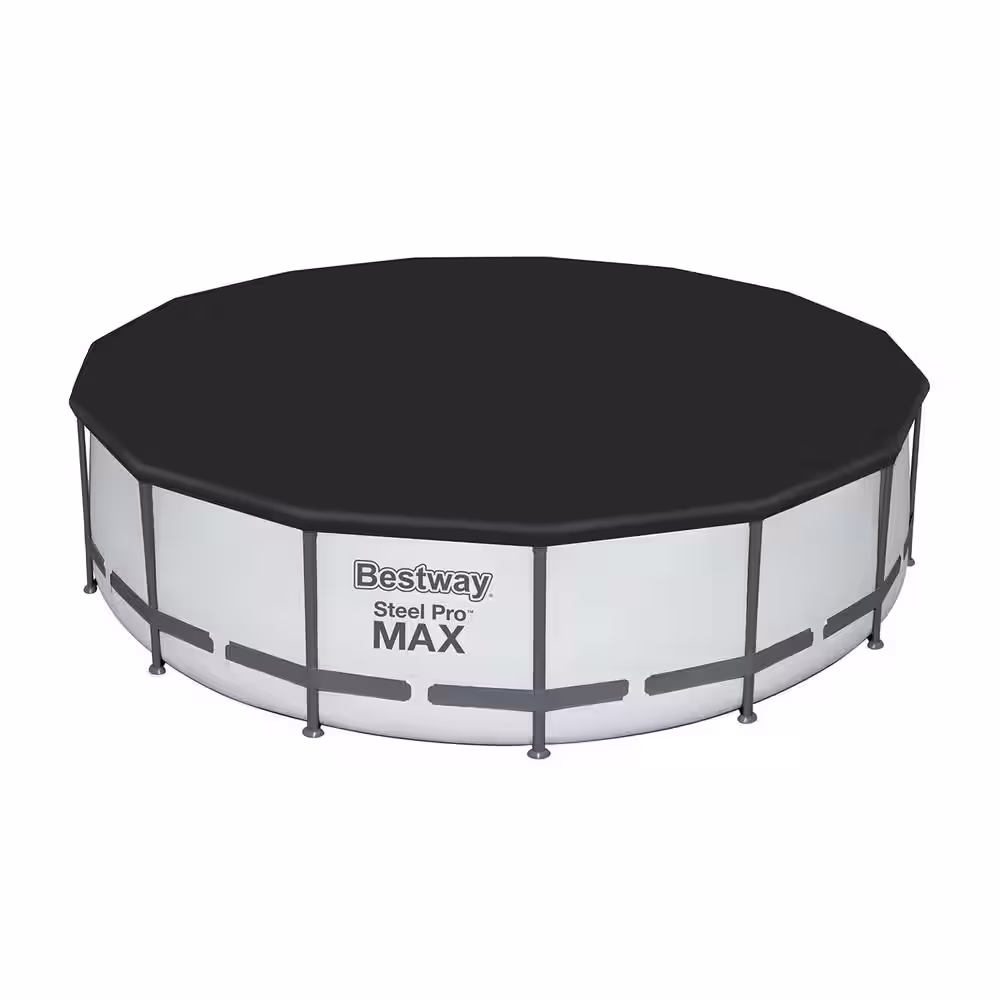 Bestway Pro MAX 15 ft. x 15 ft. Round 48 in. Deep Metal Frame Above Ground Swimming Pool with Pump & Cover