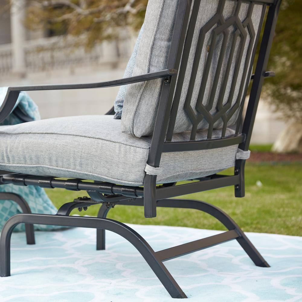 Patio Festival 4-Piece Metal Patio Conversation Set with Gray Cushions