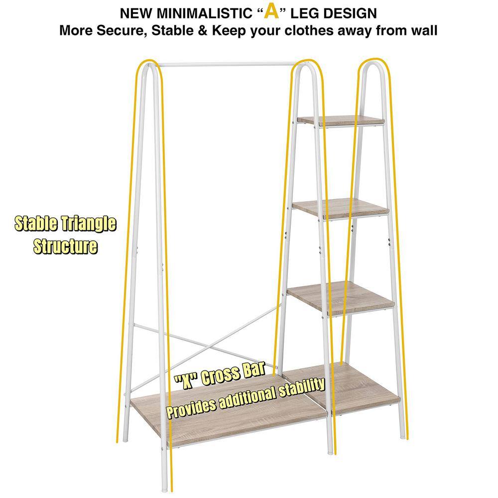 None White Metal Garment Clothes Rack 40 in. W x 63 in. H